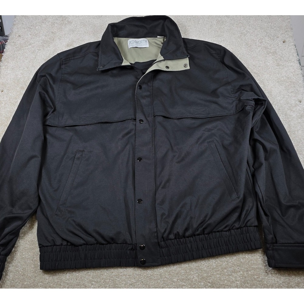 Ashworth Jacket Mens Size‎ L Black Bomber Full Zip Snap Weather Performance